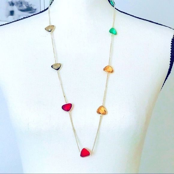 NEW! VIBRANT MULTICOLORED GLASS LONG 925 NECKLACE - Picture 2 of 7